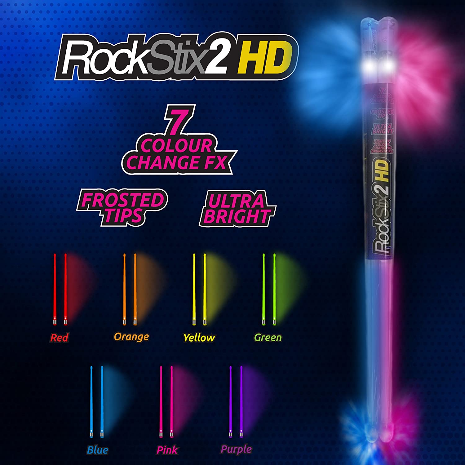 Powerstix RockStix2HD 7 Colour Change Light Up Drumsticks